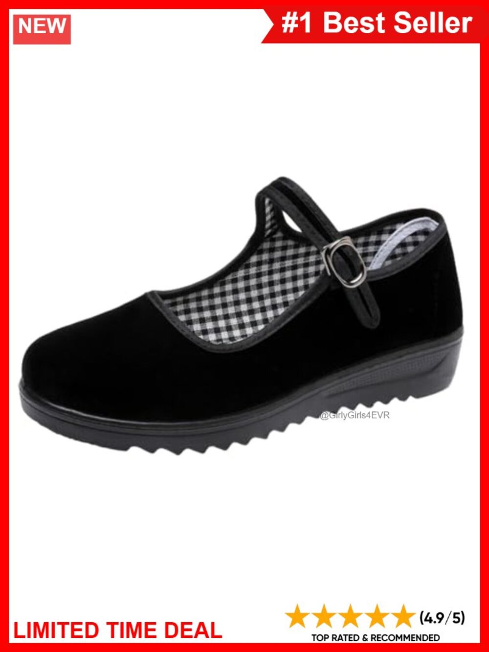 Women's Mary Jane Flats Fleece Texture Non-Slip Walking Shoes